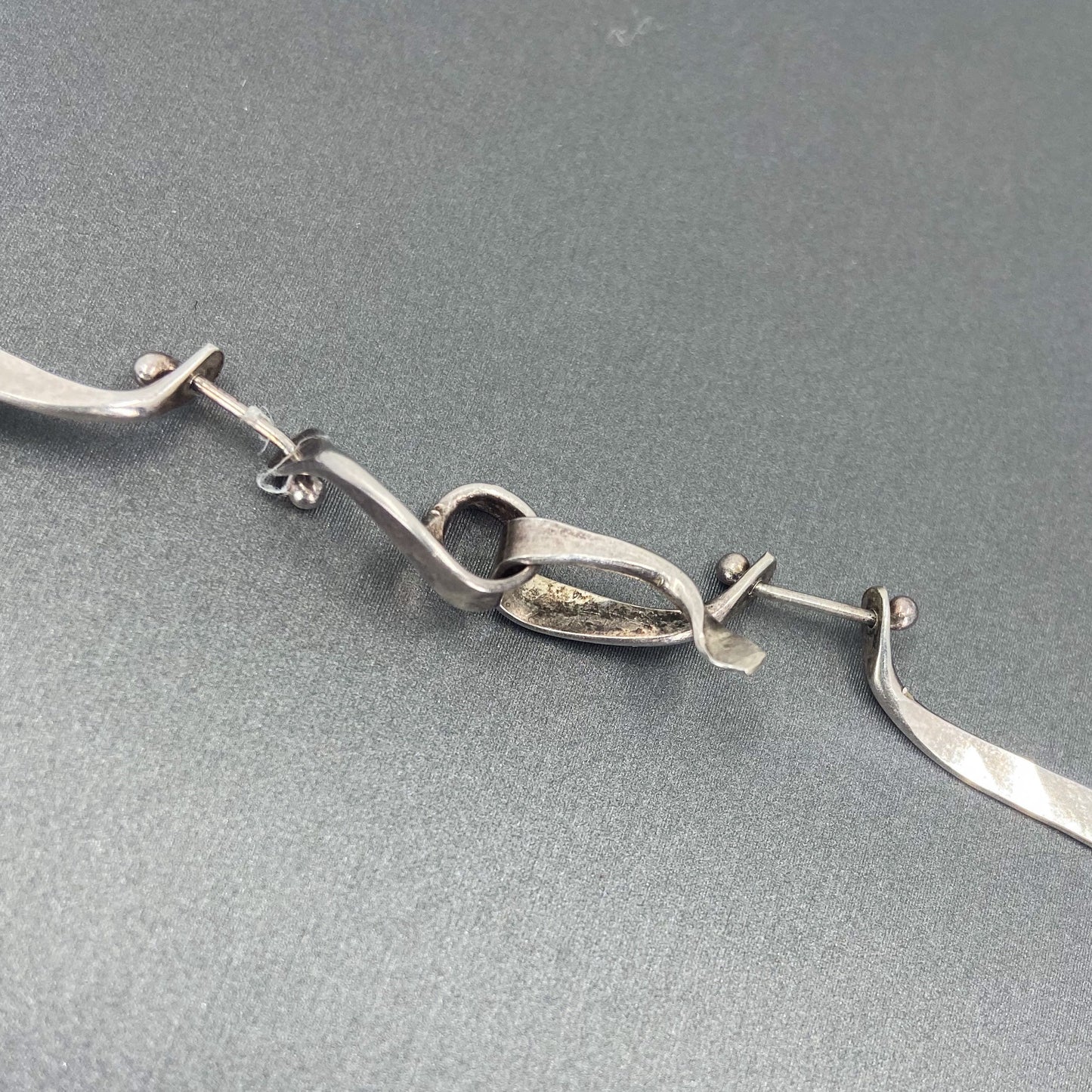 SOLD--Modernist Scroll Link Necklace Sterling, V. Thaler c. 1960