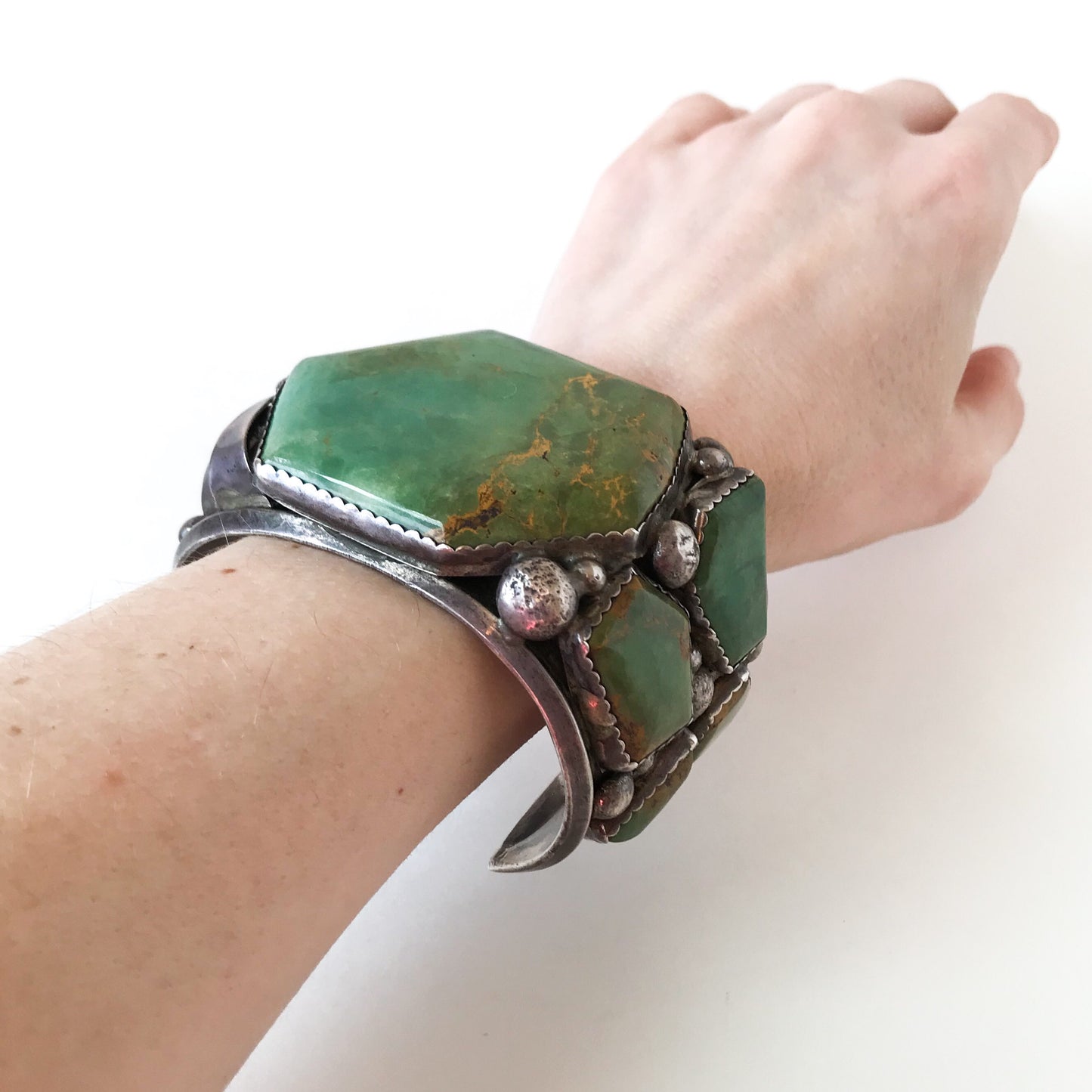 SOLD--MASSIVE Navajo Turquoise Cuff Sterling, E & C Fierro