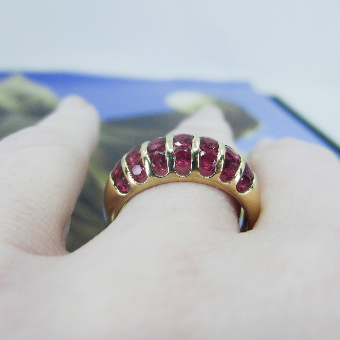 SOLD-Vintage Channel Set Ruby Ring 14k c. 1980