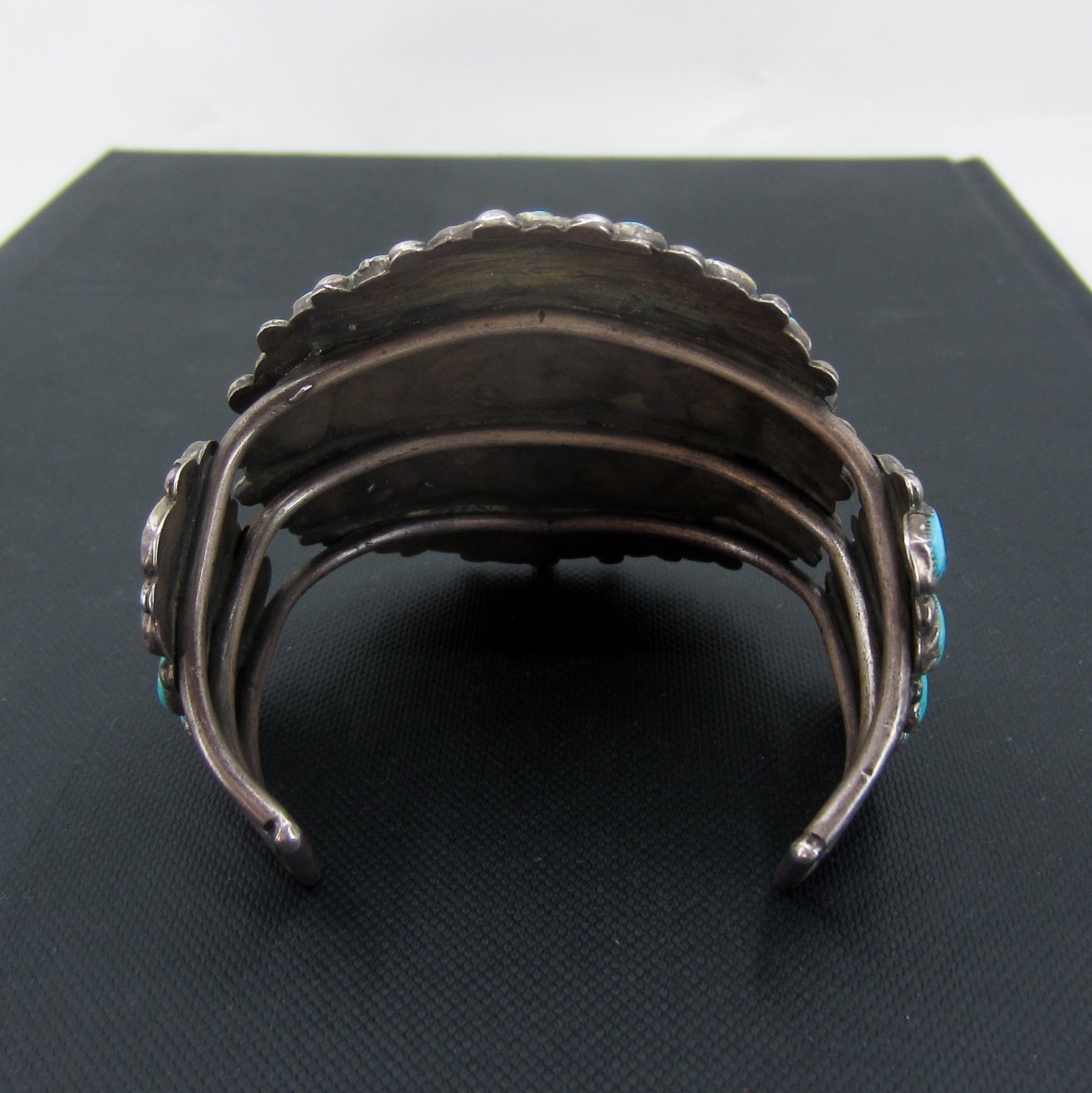 SOLD—HUGE Zuni Turquoise Petit Point Men's Cuff Sterling c. 1950