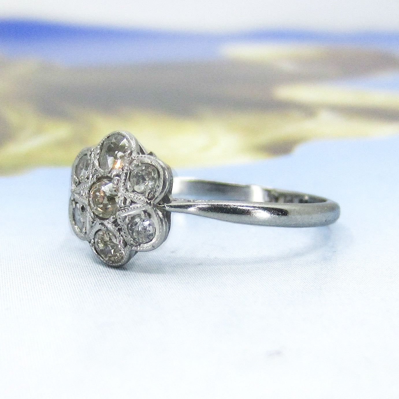 Edwardian Diamond Cluster Ring Plat/18k c. 1910