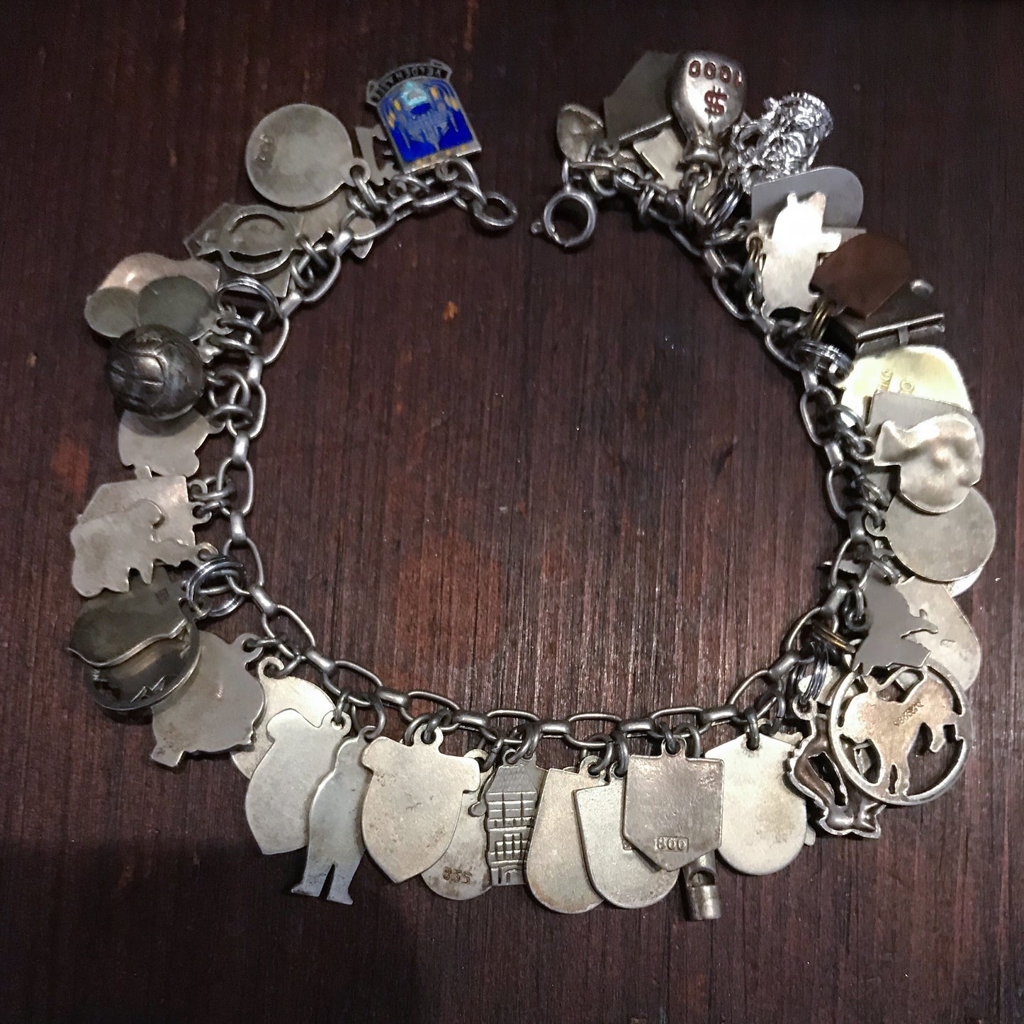 SOLD-ULTIMATE Travel Charm Bracelet Silver c. 1960