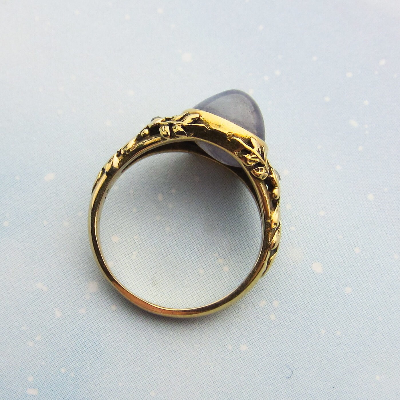 SOLD--Arts & Crafts Edward Oakes Star Sapphire and Diamond Ring 18k c. 1920