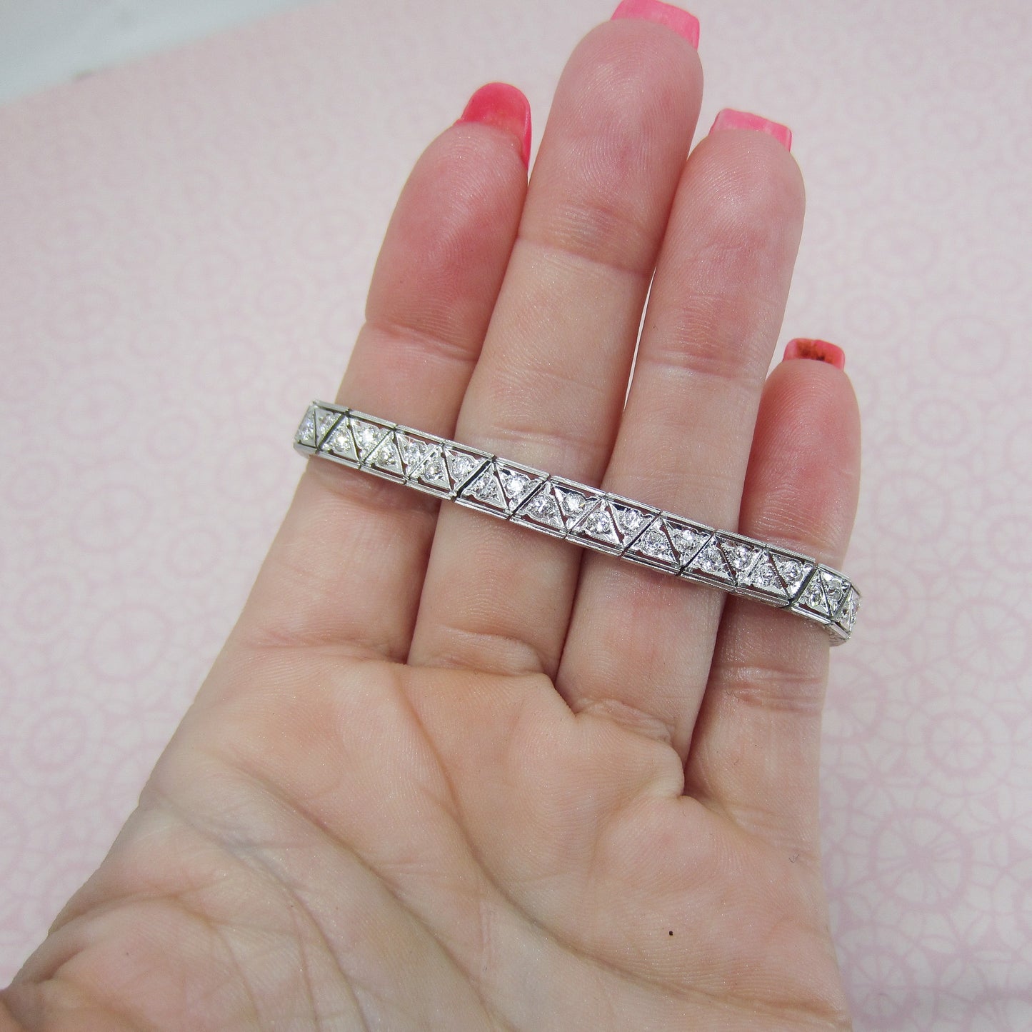 SOLD-Art Deco Diamond Line Bracelet Platinum c. 1920
