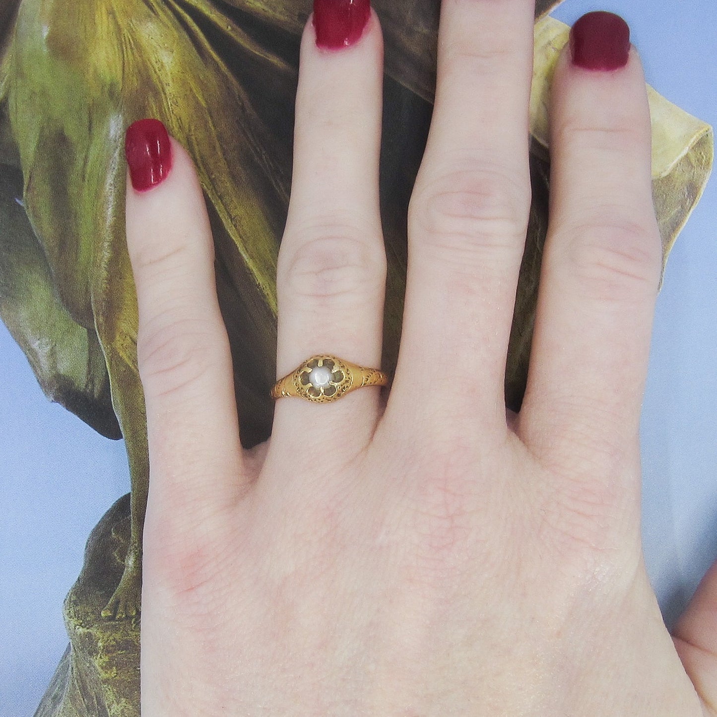 SOLD-Victorian Pearl Ring 18k c. 1880