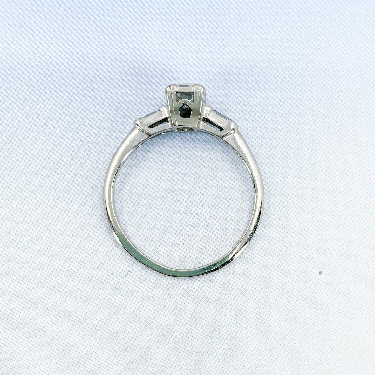 SOLD—Art Deco Emerald Cut Diamond .56ct Ring 14k c. 1940