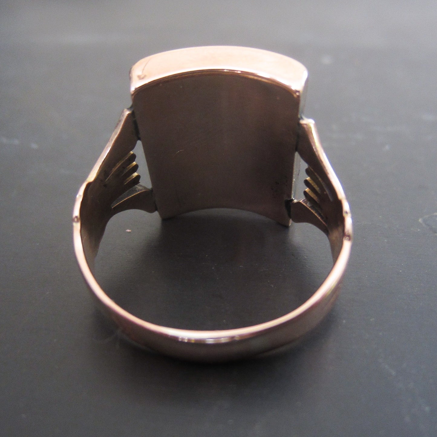 SOLD--Victorian Onyx Warrior Intaglio Ring 14k c. 1890