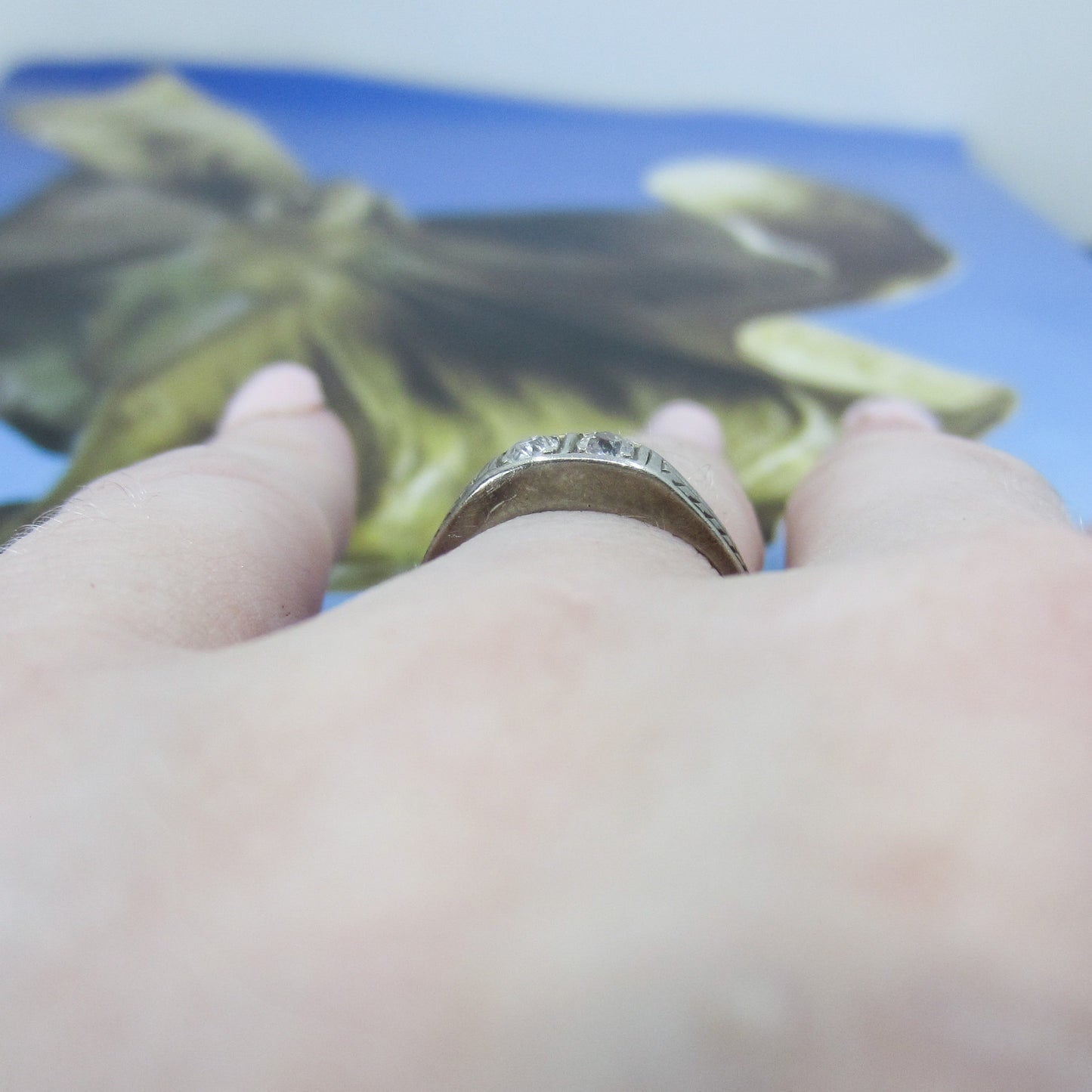 SOLD-Art Deco Two Diamond Band 14k c. 1920
