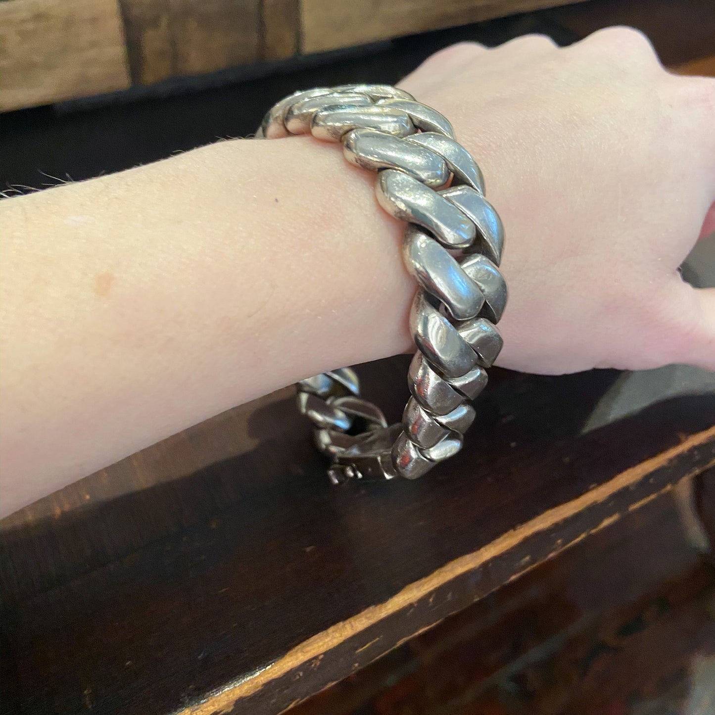SOLD--Vintage SUPER HEAVY Men’s Curb Link Bracelet Sterling