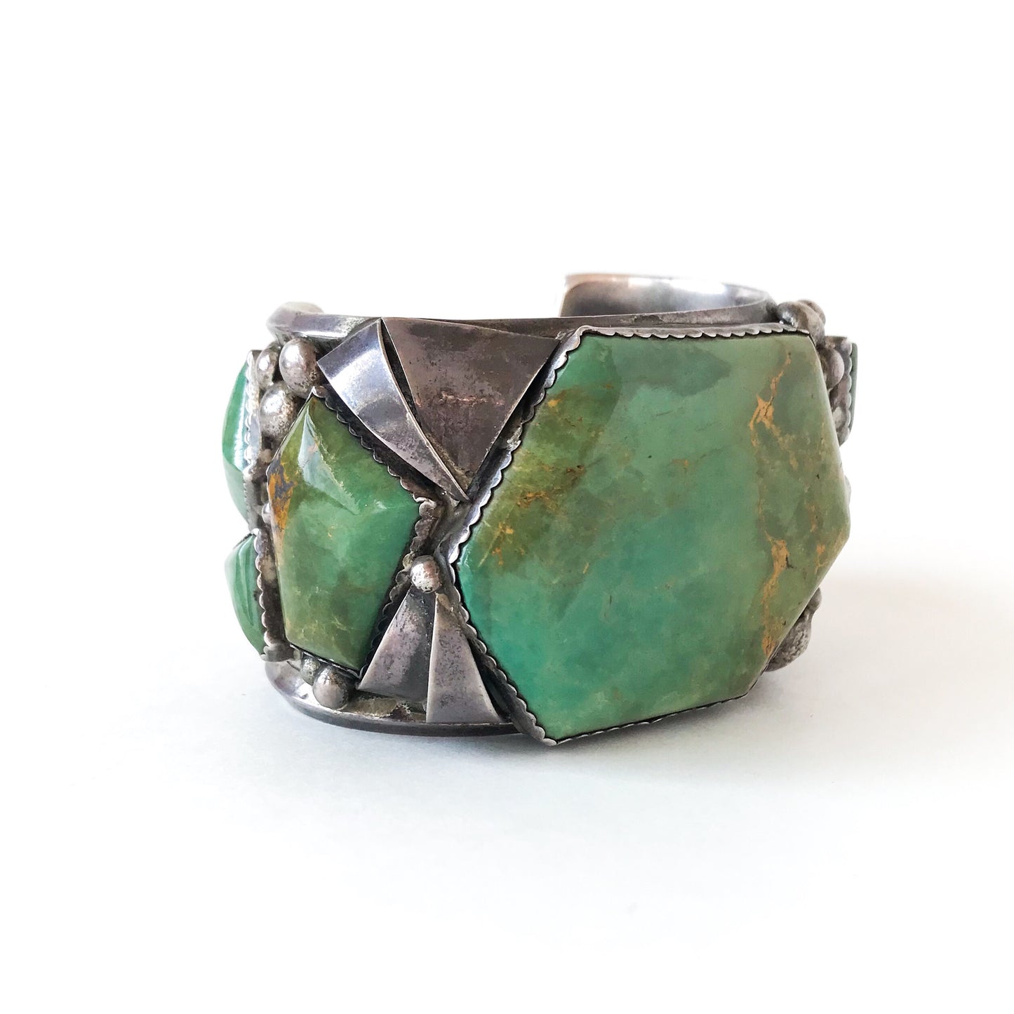 SOLD--MASSIVE Navajo Turquoise Cuff Sterling, E & C Fierro