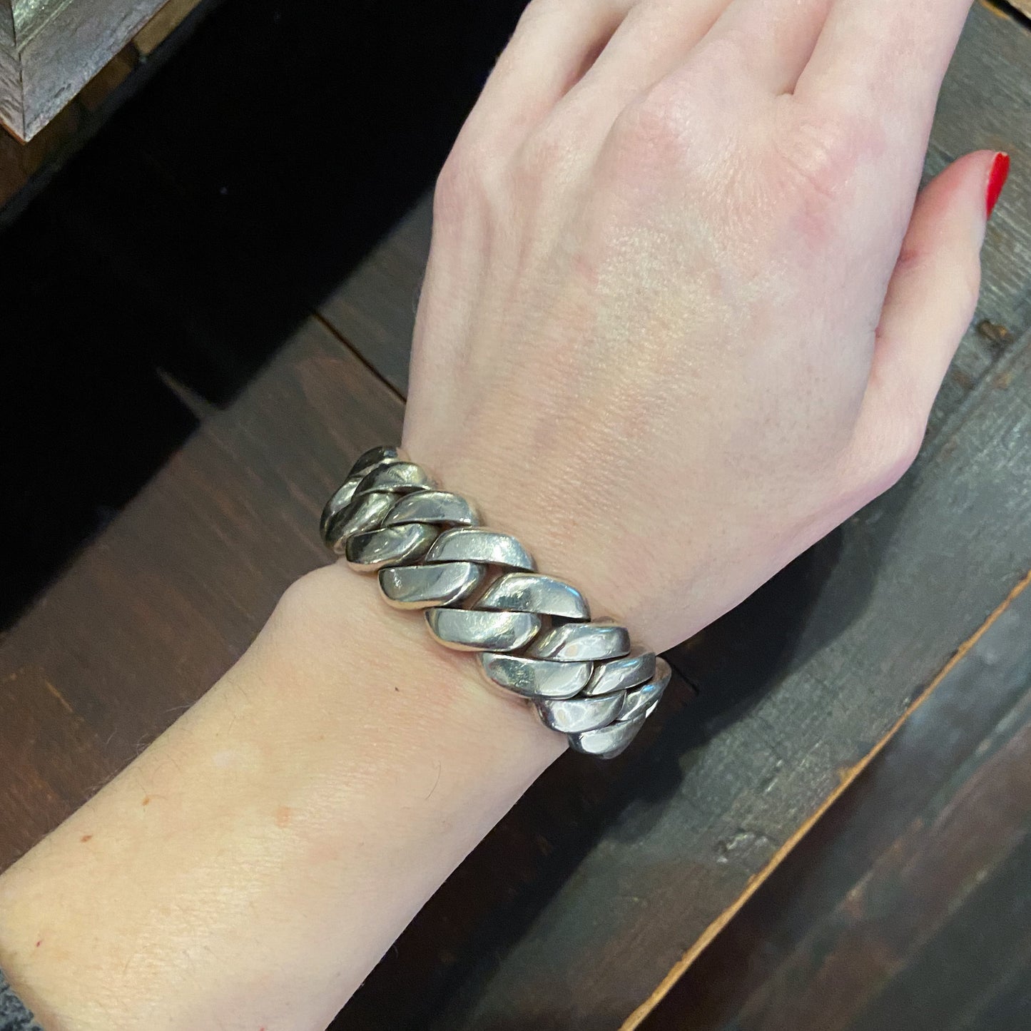 SOLD--Vintage SUPER HEAVY Men’s Curb Link Bracelet Sterling