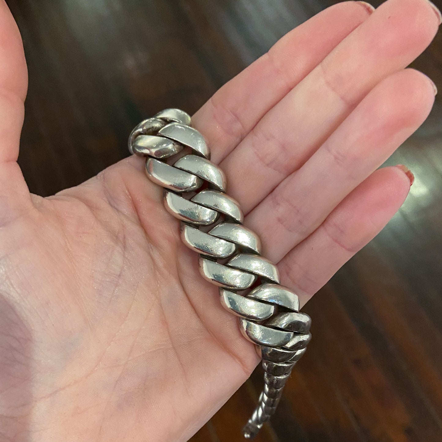 SOLD--Vintage SUPER HEAVY Men’s Curb Link Bracelet Sterling
