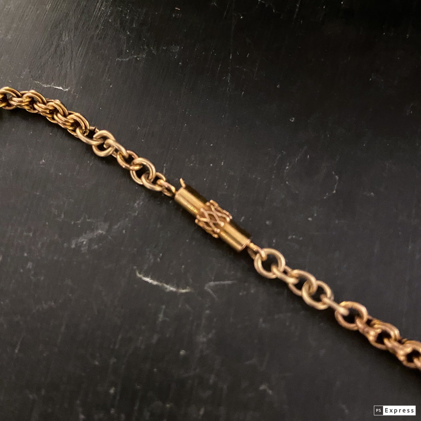 SOLD--Victorian Fancy Link 15” Chain 14k c. 1870
