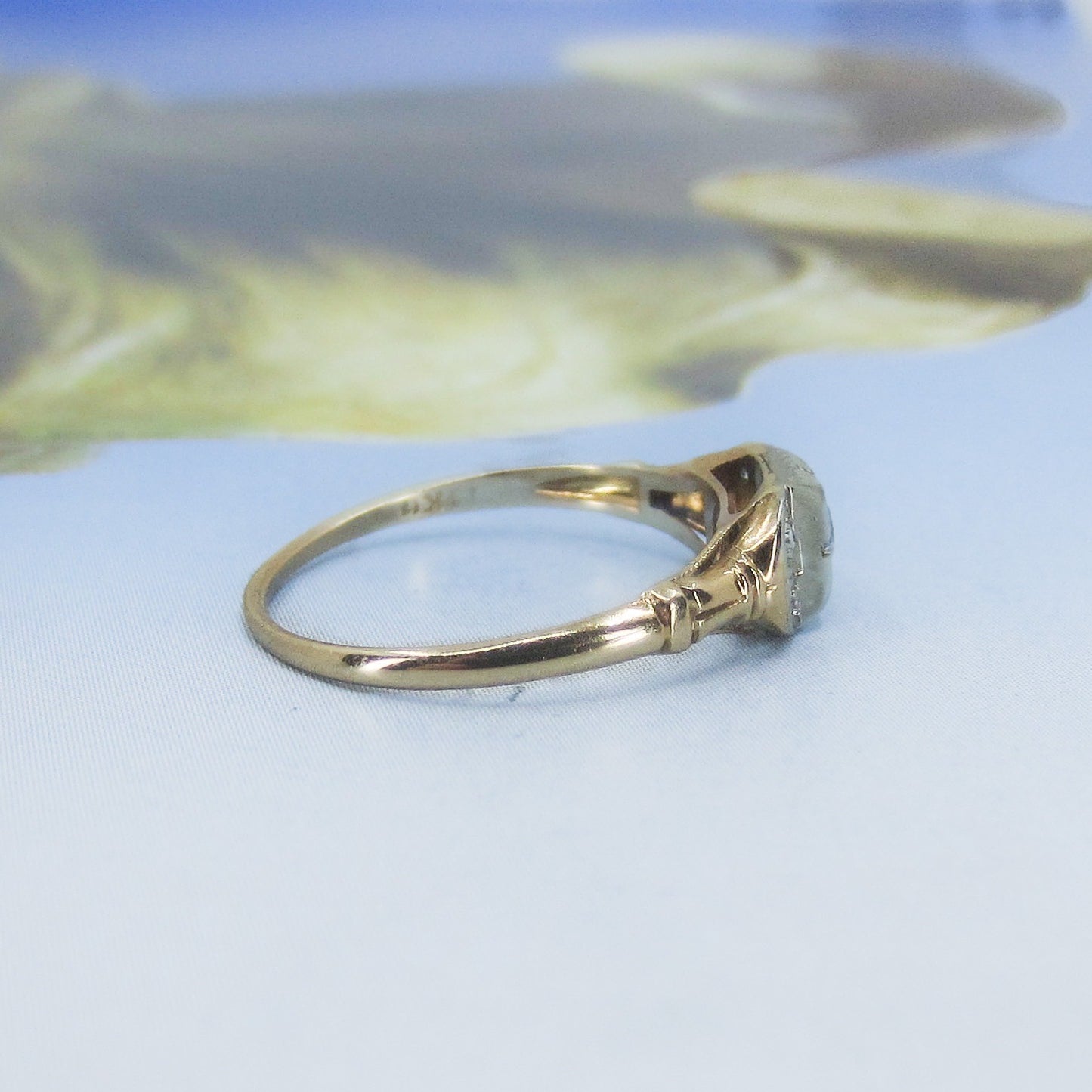 SOLD--Art Deco Diamond Ring 14k c. 1930