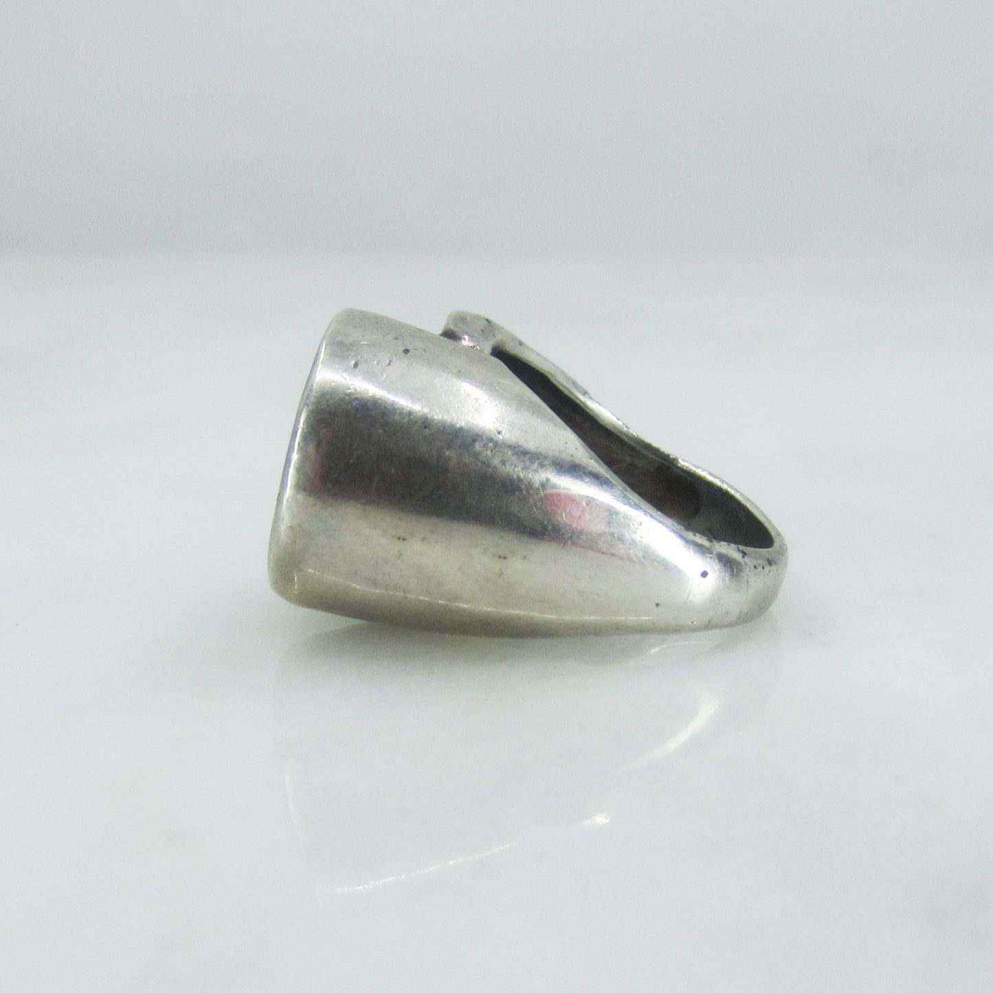 SOLD--Modernist Onyx Circles Ring Sterling c. 1970