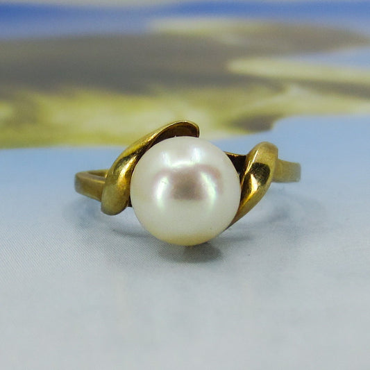 Mid-Century Mikimoto Pearl Ring 14k c. 1960