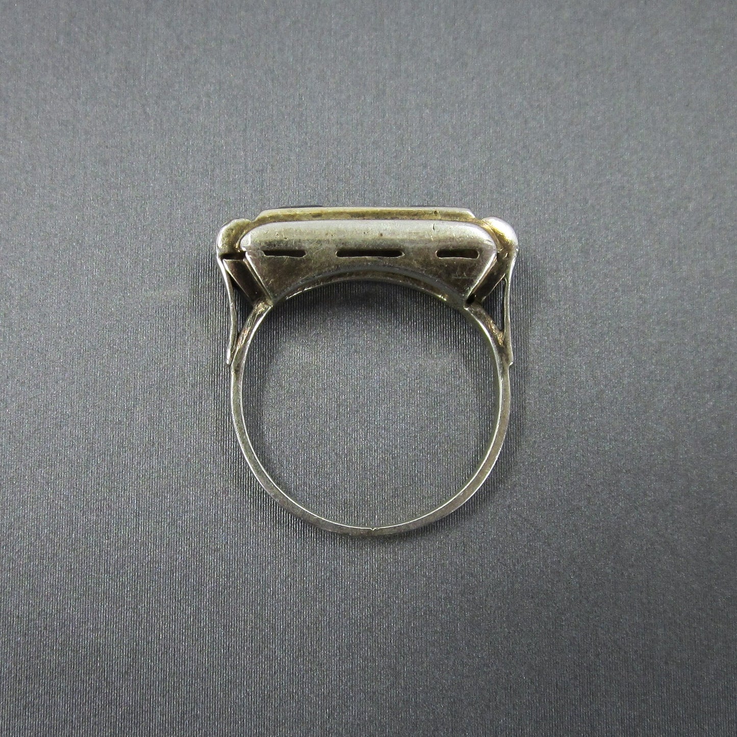SOLD-Art Deco Square Cut Synthetic Spinel Ring Gilt 835 Silver c. 1930