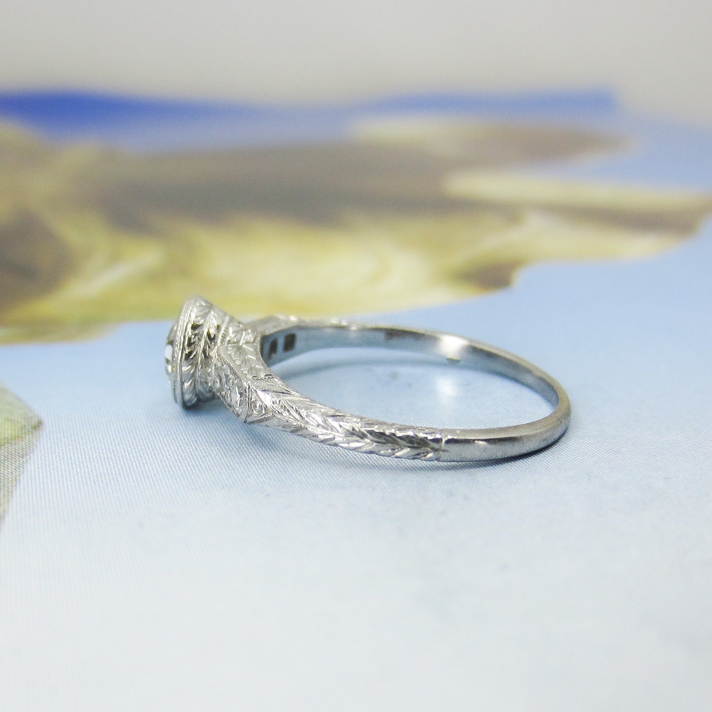 SOLD--Estate McTeigue & McClelland Old European Engagement Ring Platinum