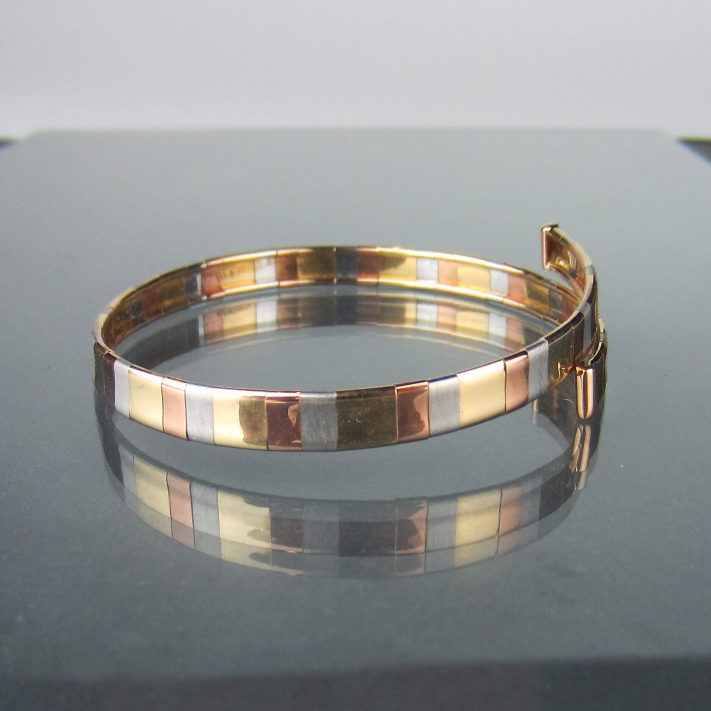 SOLD--Vintage Tri-Gold Coil Bracelet 14k, Italy c. 1980