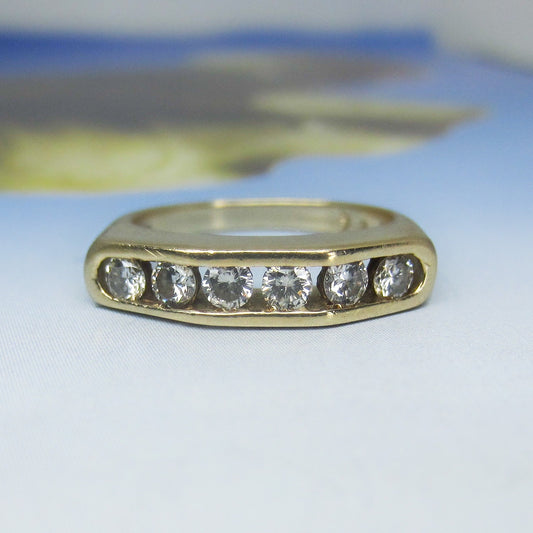SOLD--Vintage Angled Channel Set Diamond Band 14k c. 1970