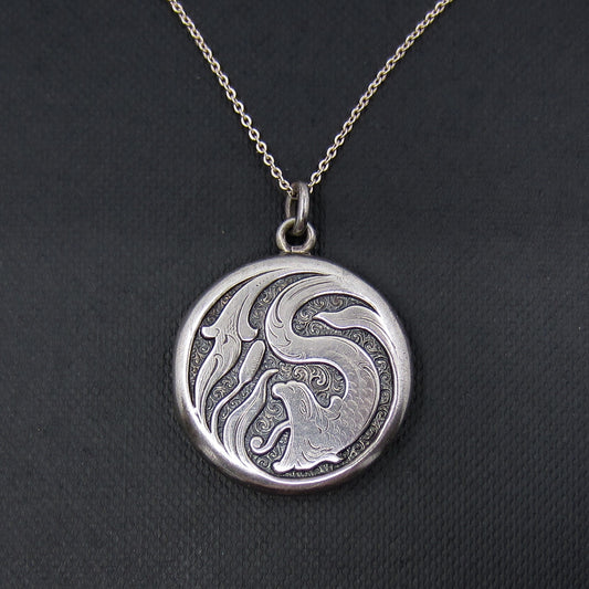 SOLD-Victorian Serpent Locket Sterling c. 1900
