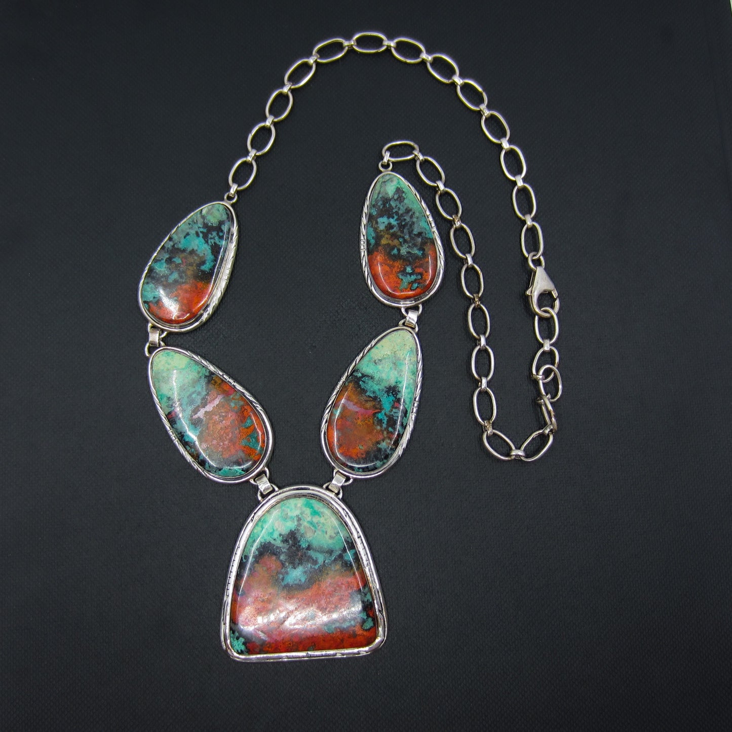 Vintage Navajo Turquoise Drop Necklace Sterling, James Shay c. 1980