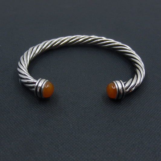 Vintage Carnelian Terminal Twist Cuff Sterling c. 1990