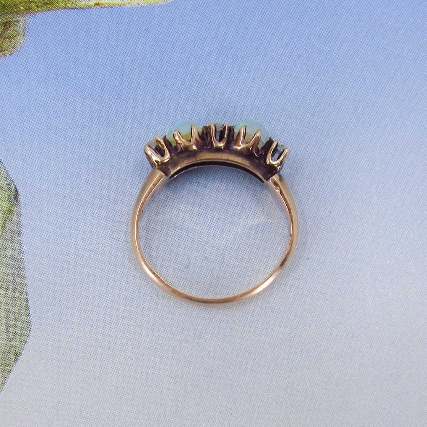 SOLD-Victorian Opal and Rose Cut Diamond Ring 14k c. 1890
