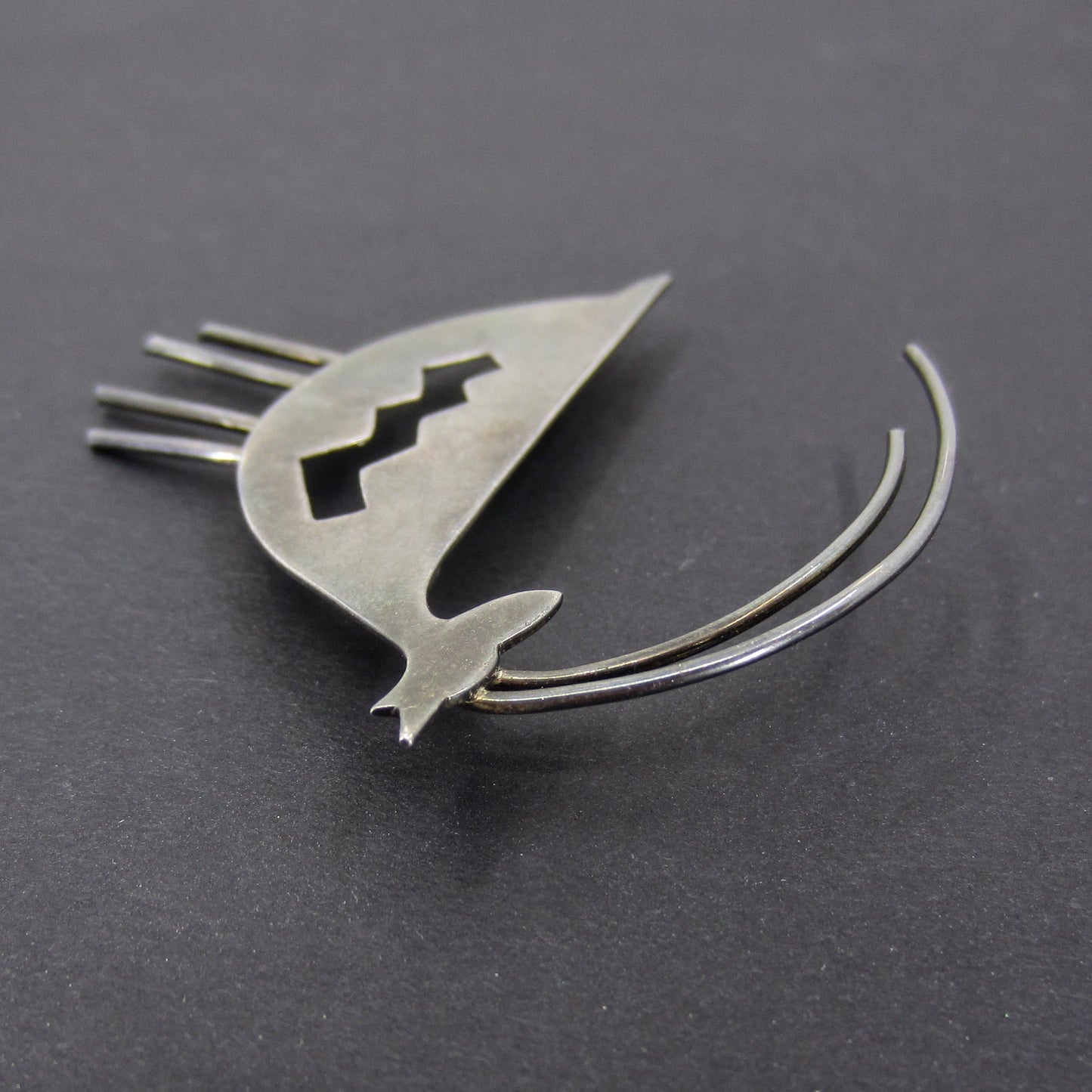 SOLD-Post-Modern Deer Brooch Sterling, Woods c. 1980