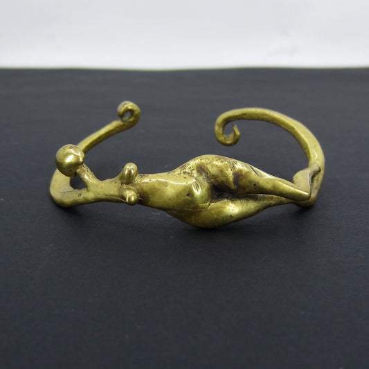 SOLD--Vintage Brutalist Carl Tasha Figural Bronze Cuff c. 1970’s