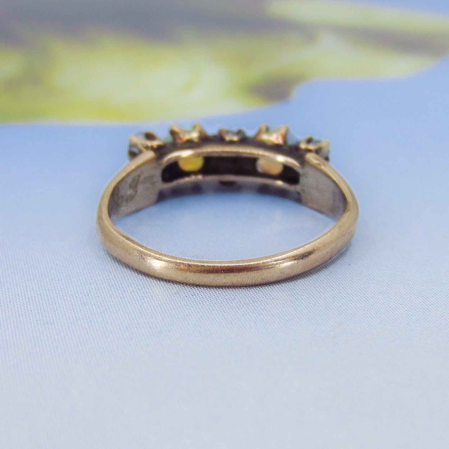 SOLD-Victorian Opal and Rose Cut Diamond Ring 14k c. 1890