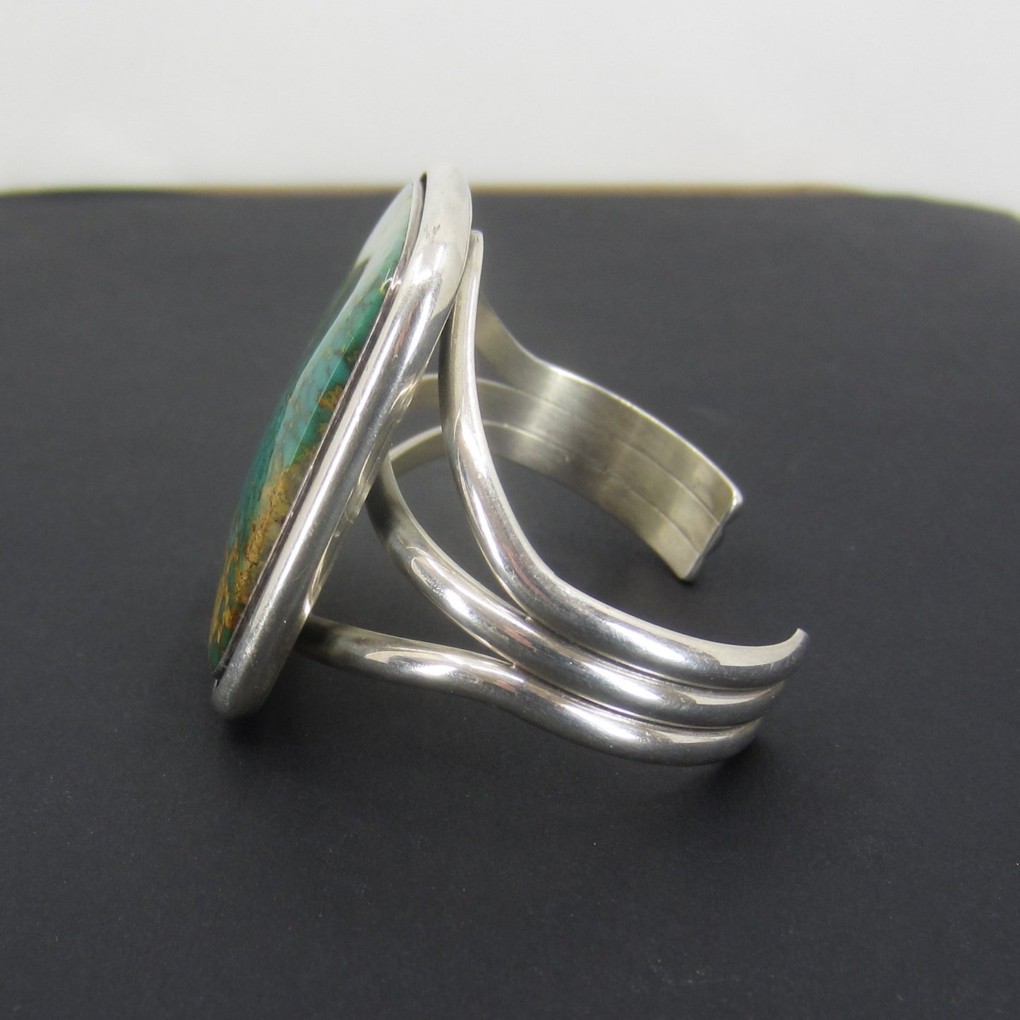 SOLD-Vintage Big Navajo Turquoise Cuff Sterling c. 1970