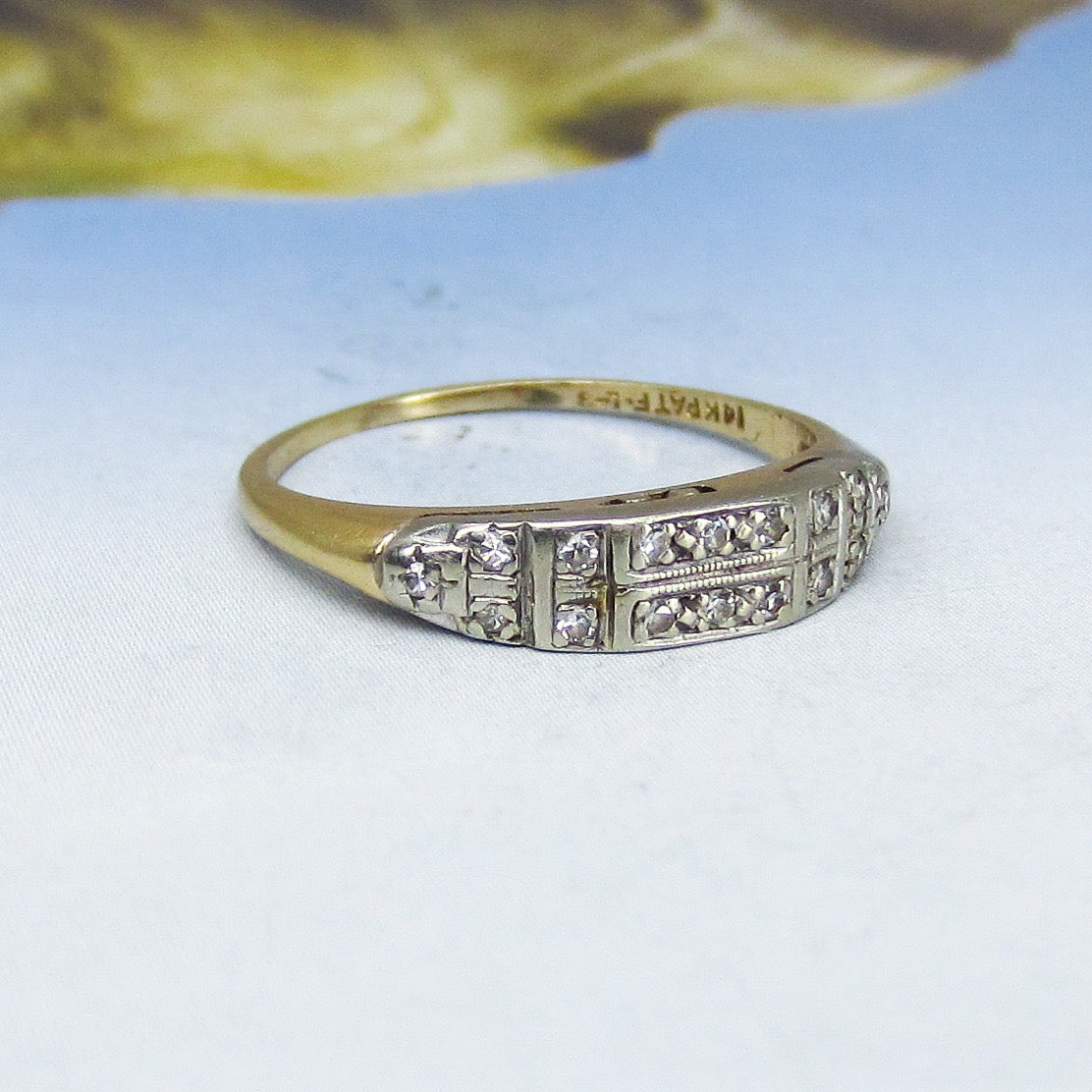SOLD-Art Deco Diamond Double Row Band 14k c. 1940