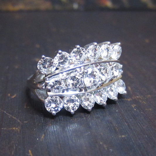 Mid-Century Wall of Diamonds Ring 14k c. 1960