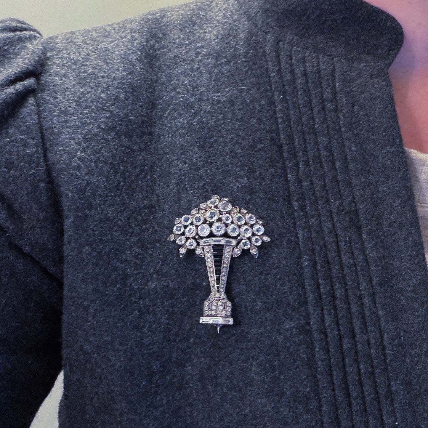 Art Deco Paste Bouquet Brooch Sterling, Knoll and Pregizer, Germany c. 1920