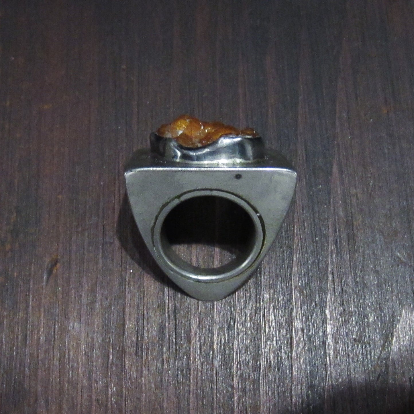 Postmodern Druzy Pyramid Ring Sterling, size 5, circa 1990