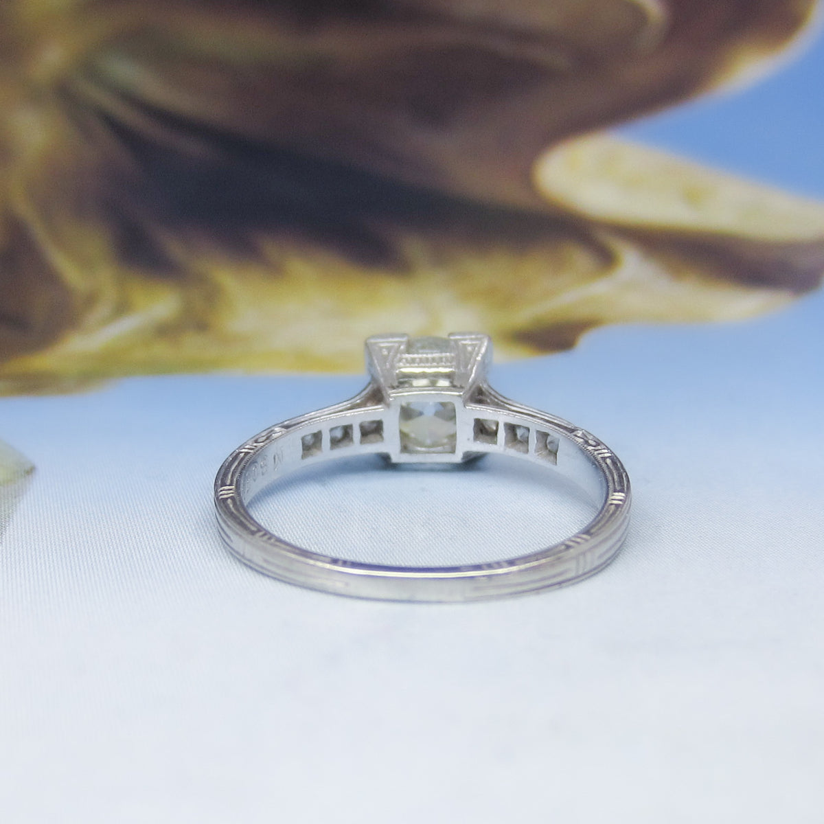 Art Deco Old European .98ct Diamond Engagement Ring Platinum c. 1920