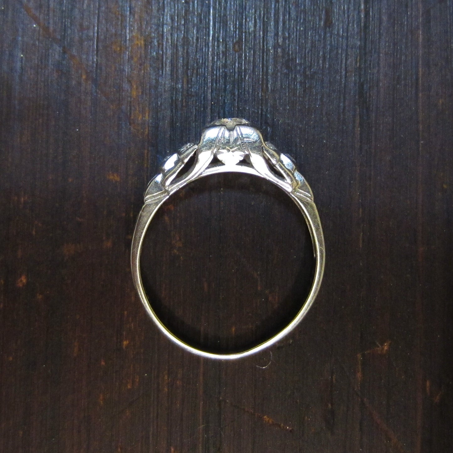 Art Deco Old European .41ct Diamond Ring 18k c. 1920