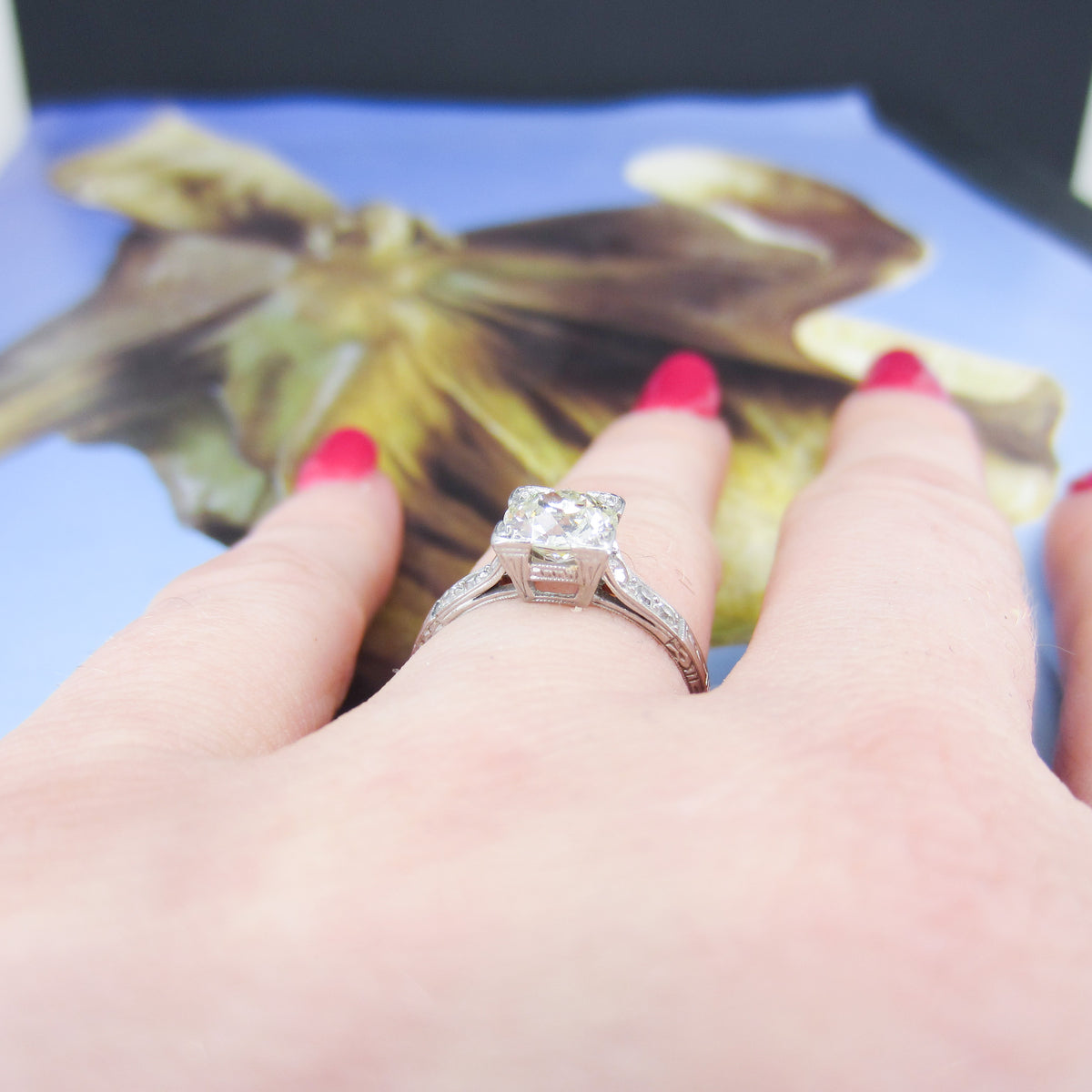 Art Deco Old European .98ct Diamond Engagement Ring Platinum c. 1920