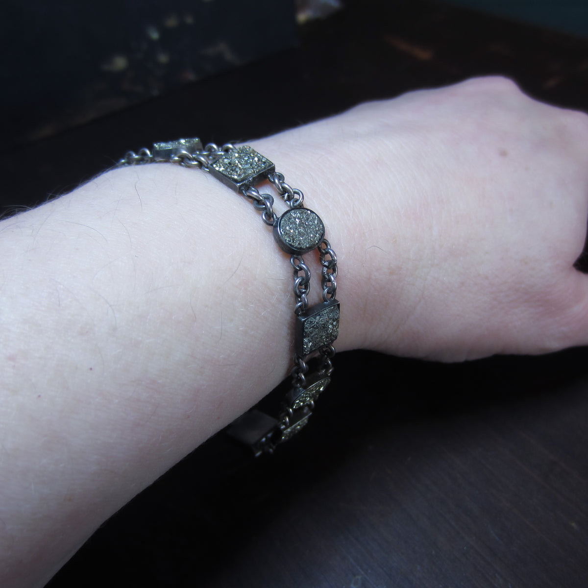 Art Deco Pyrite Bracelet Sterling c. 1930