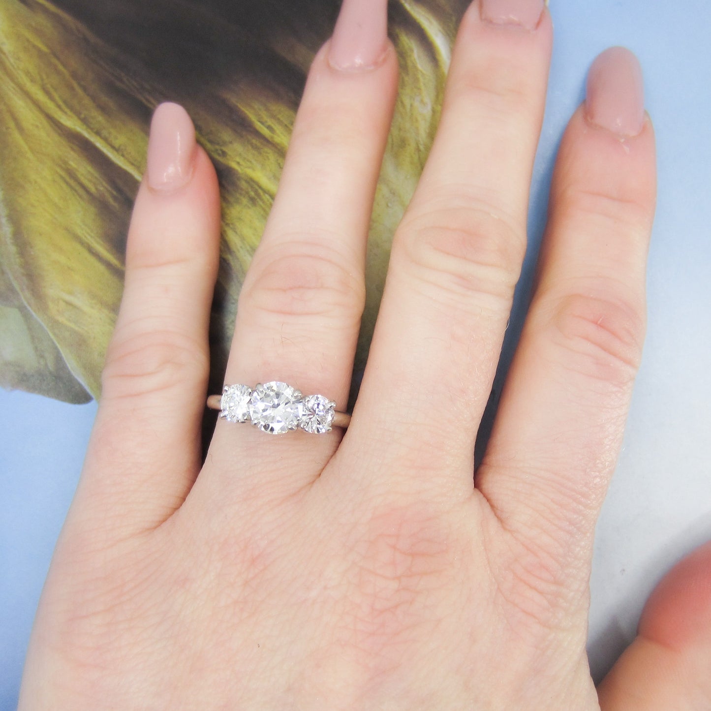 Vintage Three Diamond Engagement Ring 14k c. 1978