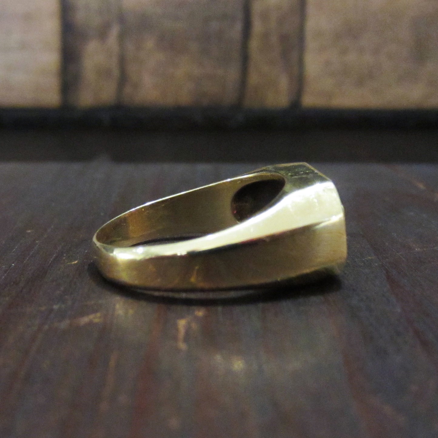 Vintage Ruby and Diamond Signet Ring 14k c. 1970