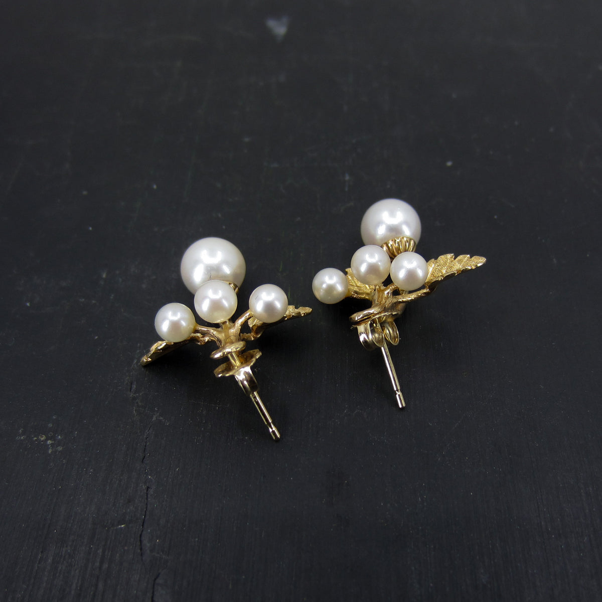 Mid-Century Pearl Drop Earrings 14k c. 1960