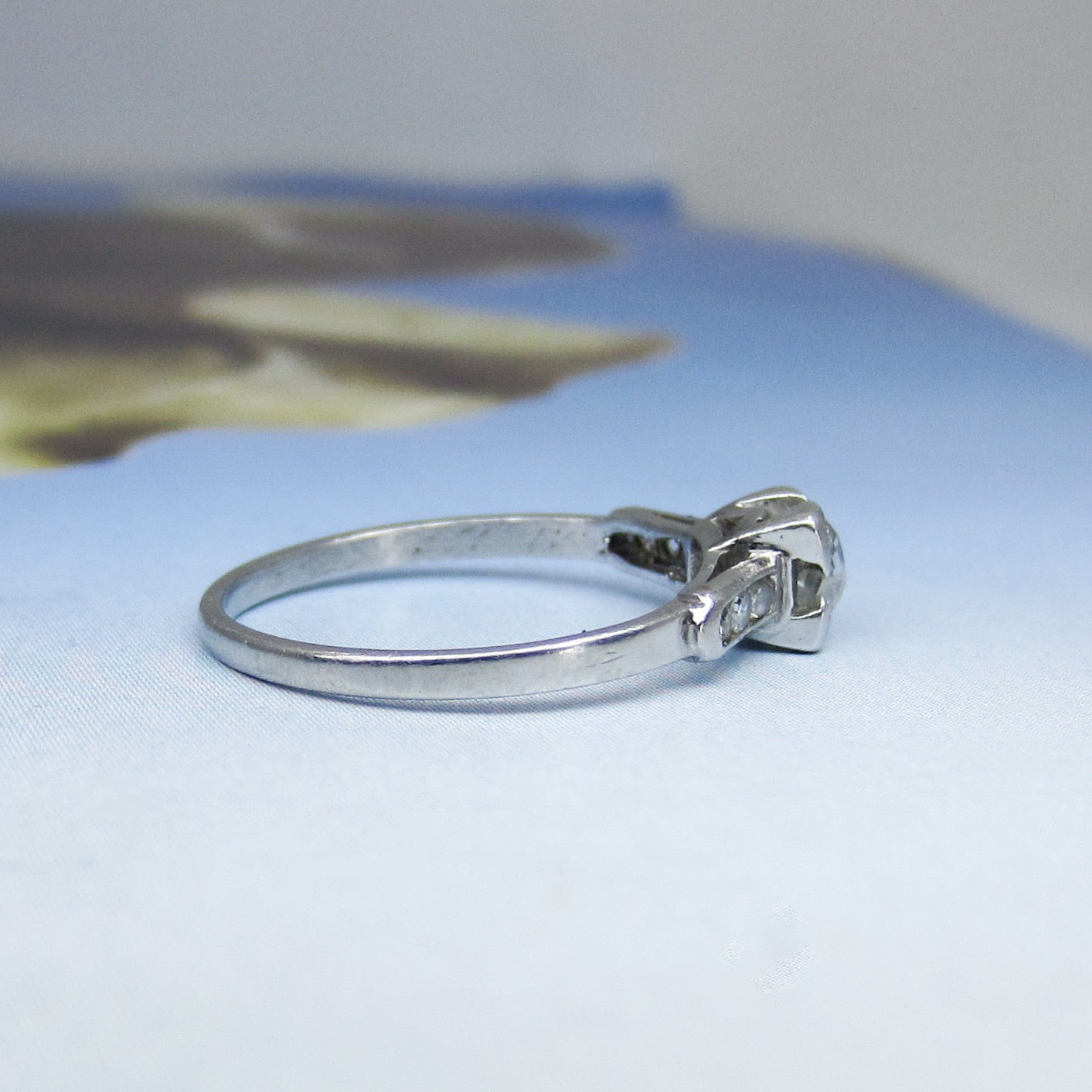 Art Deco Old Mine Diamond .30ct Engagement Ring Platinum c. 1930