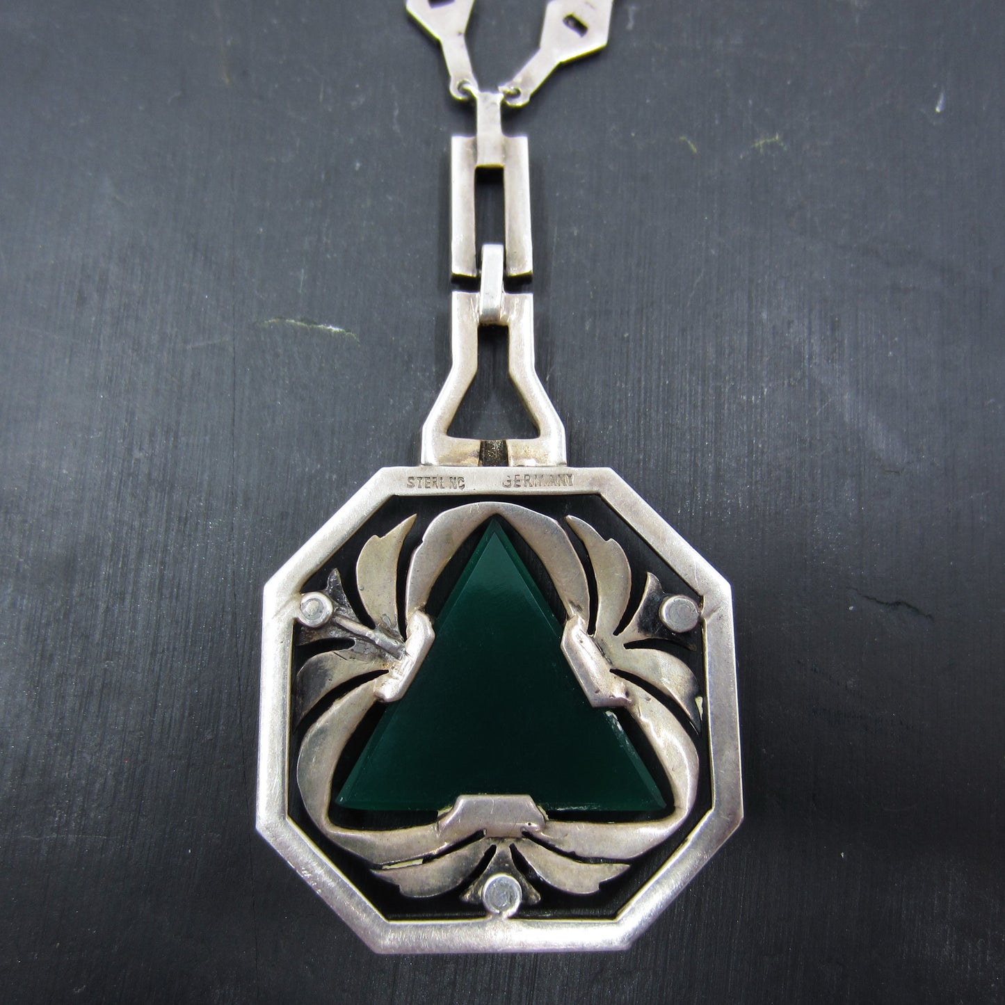 Art Deco Chalcedony and Marcasite Necklace Sterling, Germany c. 1920