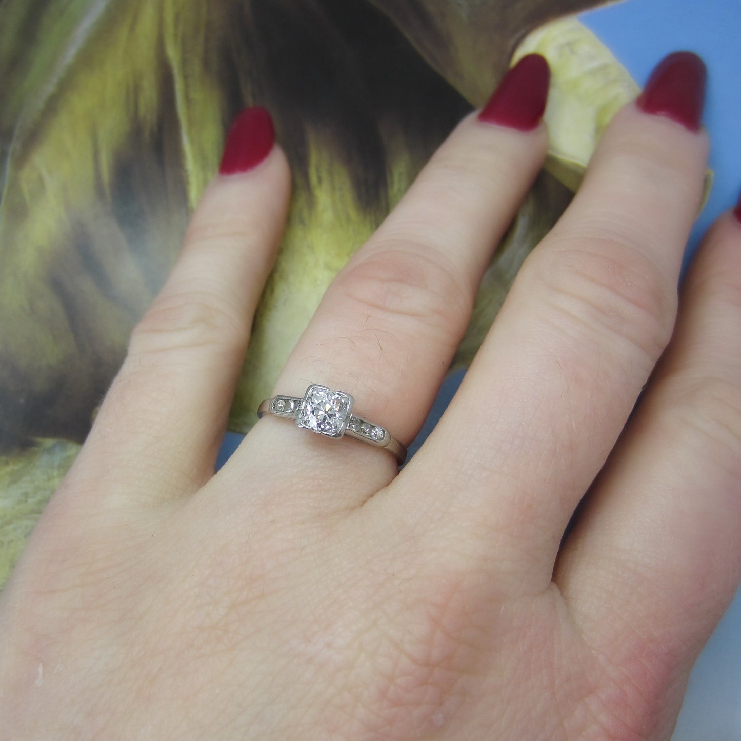 Art Deco Old Mine Diamond .30ct Engagement Ring Platinum c. 1930