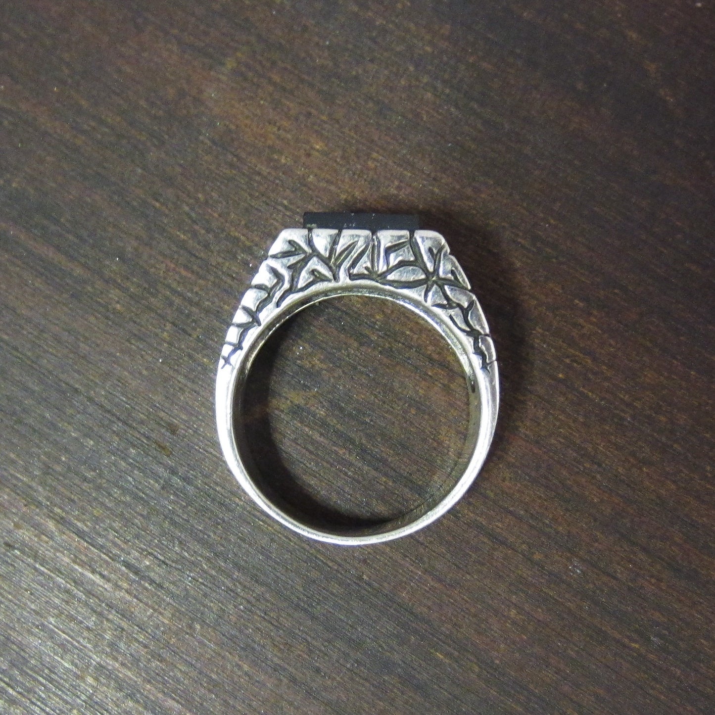 Cool Mid-Century Men’s Onyx Signet Ring Sterling c. 1960