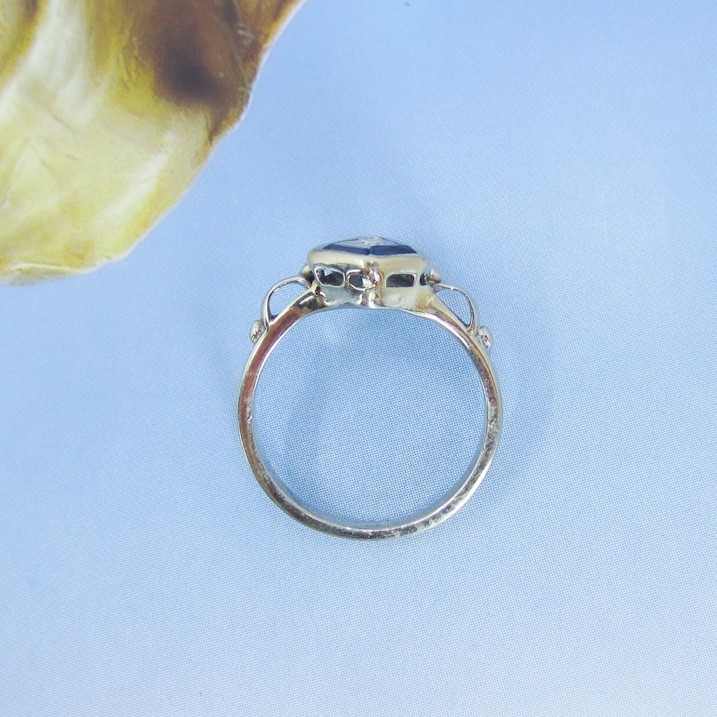 Art Deco Diamond and Sapphire Ring 14k c. 1930