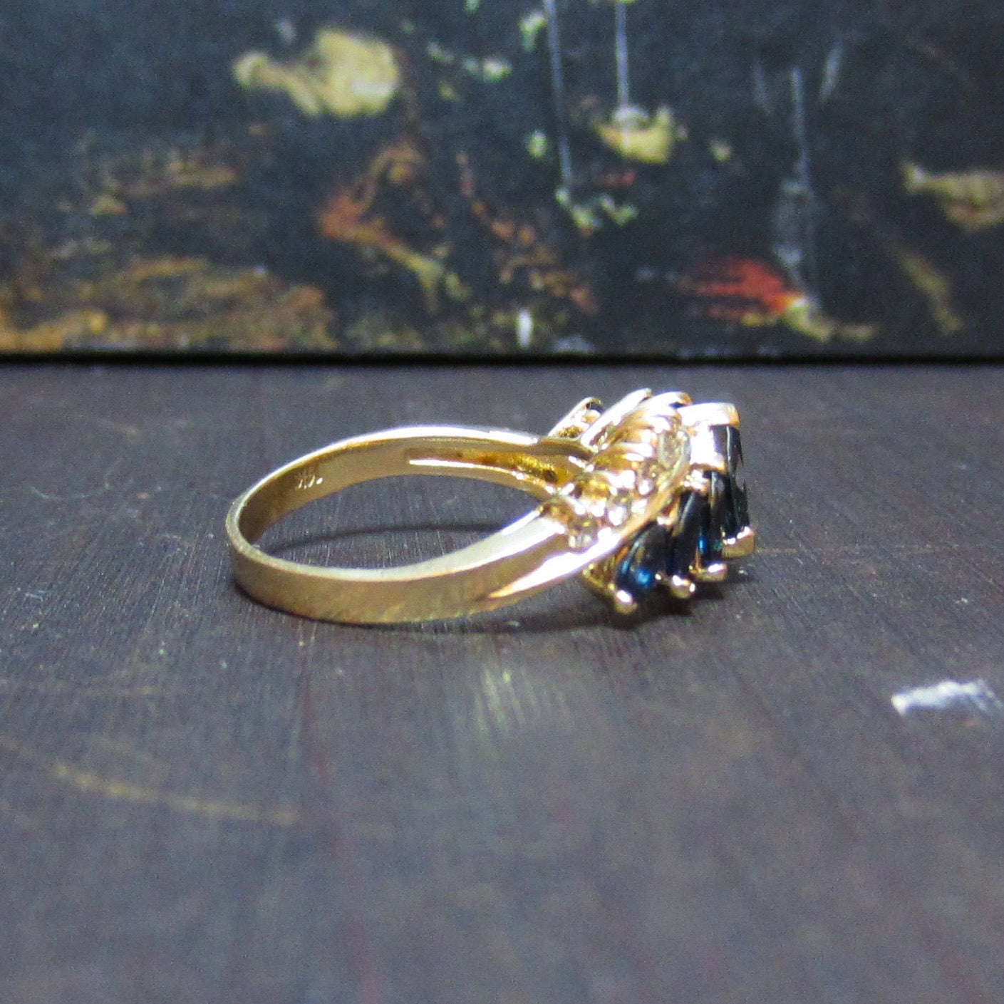 Vintage Sapphire and Diamond Band 14k c. 1990