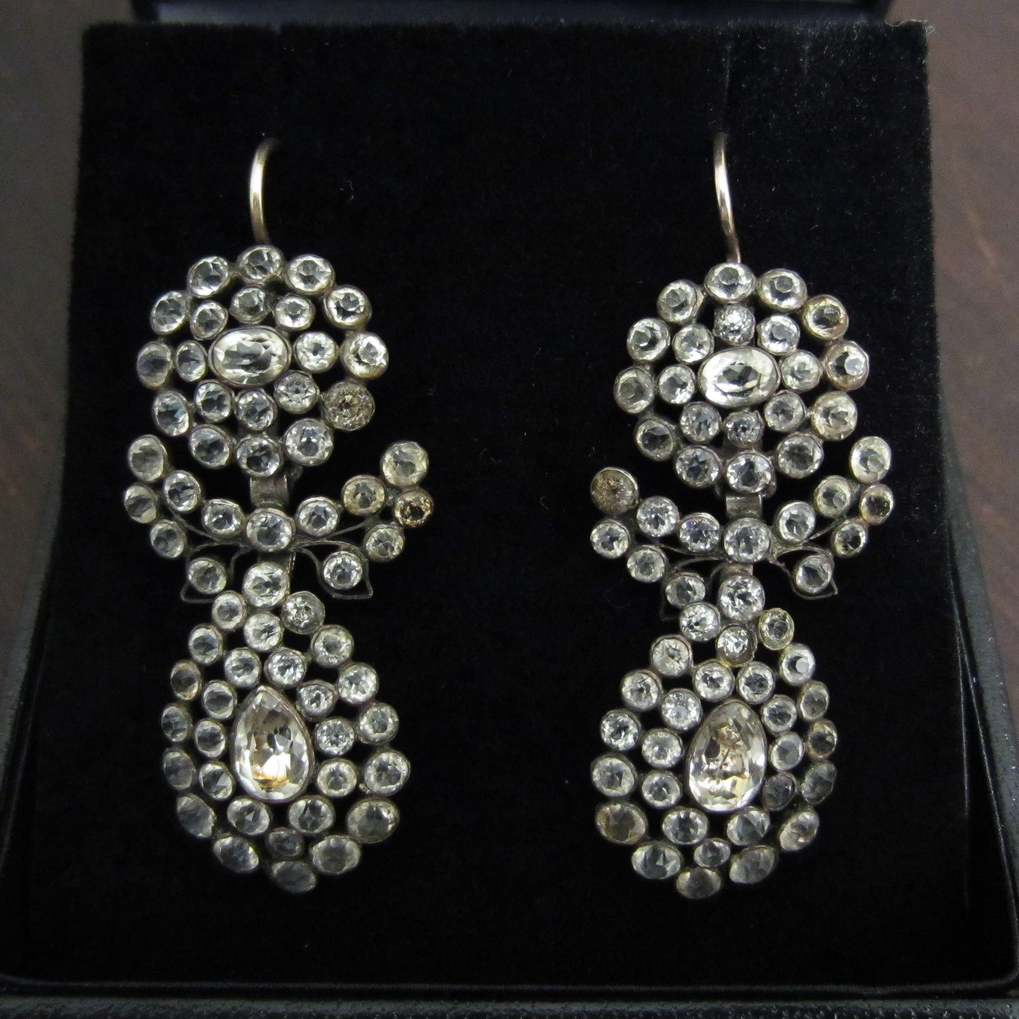 Georgian 18th Century Paste Earrings Silver/9k c. 1780